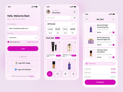 Skin Care Mobile App android beauty app design beauty ecommerce beauty mobile app beauty product app beauty service app beauty store app cosmetics app ios luxary app design makeup mobile app makeup products skin care app design skincare app design