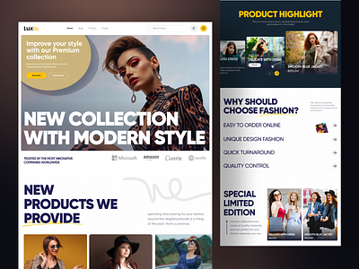Luxio - Fashion Website Design clothing clothing brand design ecommerce ecommerce website fashion fashion ecommerce fashion web fashion website design fashion website ui fashion website ui design landing page online store ui ui design ux web web design website design women fashion