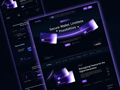 🔐 ZyroPay – Next-Gen Crypto Wallet UI crypto dark development figma fintech modern trendy ui uiux ux design wordpress