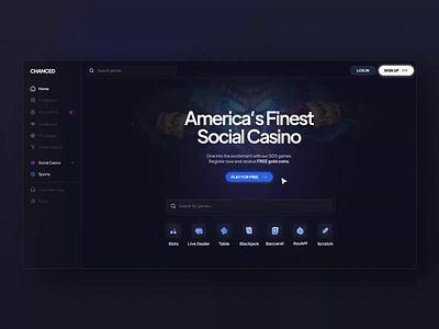 🎰 Chanced - Social Casino Animation animation bet betting bookmaker casino platform game game design gaming jackpot landing page lottery motion graphics online casino online game poker saas slots spin spin and win