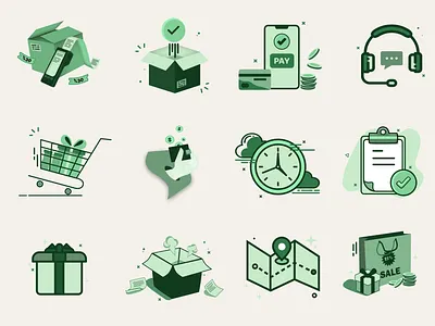 E-Commerce App Icon Pack ecommerceicons figma iconography iconpack iconset illustration interfaceicons