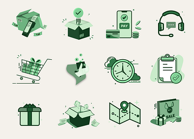 E-Commerce App Icon Pack ecommerceicons figma iconography iconpack iconset illustration interfaceicons