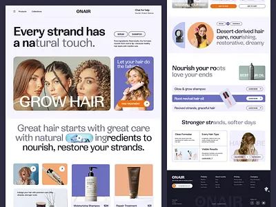 Haircare E-commerce Website UI ✦ Onair beauty brand care cosmetics ecommerce fashion hair hair care hair style haircut healthy product landing page own style product ui design web web design website
