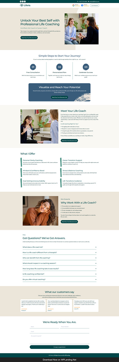 Liforia – Life Coach Landing Page coach landing page life coach life coach landing page life coaching life coaching landing page