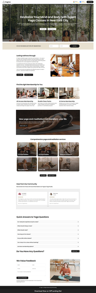 Yogiva – Yoga Landing Page yoga landing yoga landing page yoga studio landing page yoga website yoga website design