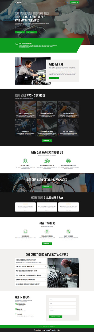 Washzy – Car Wash Landing Page car wash car wash landing page car wash website car washing carwash website