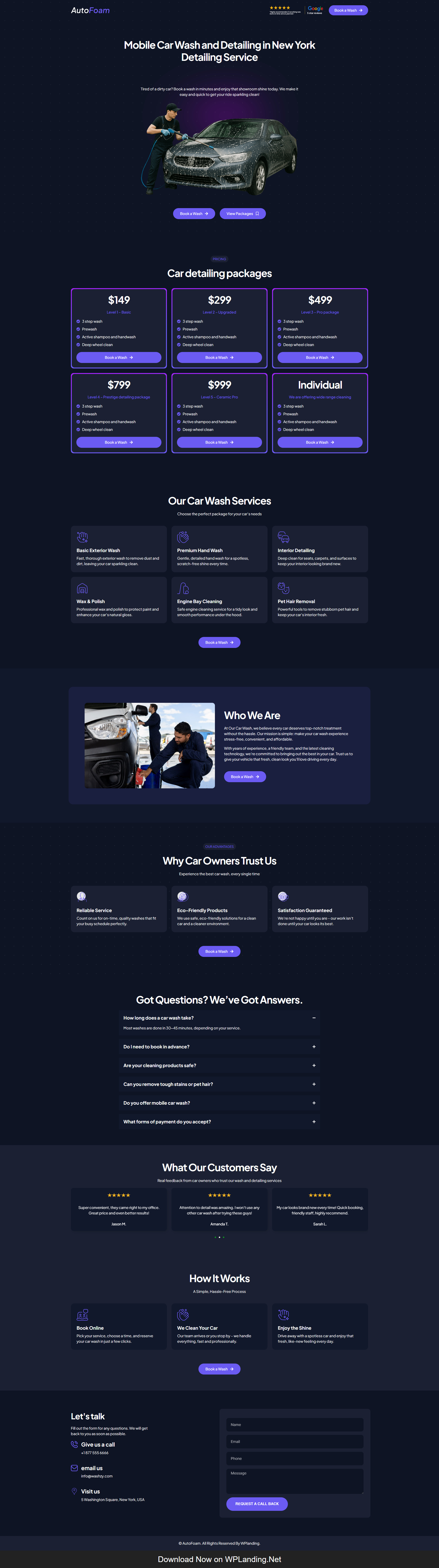 AutoFoam – Car Wash Landing Page car wash car wash landing page car wash website car washing carwash website