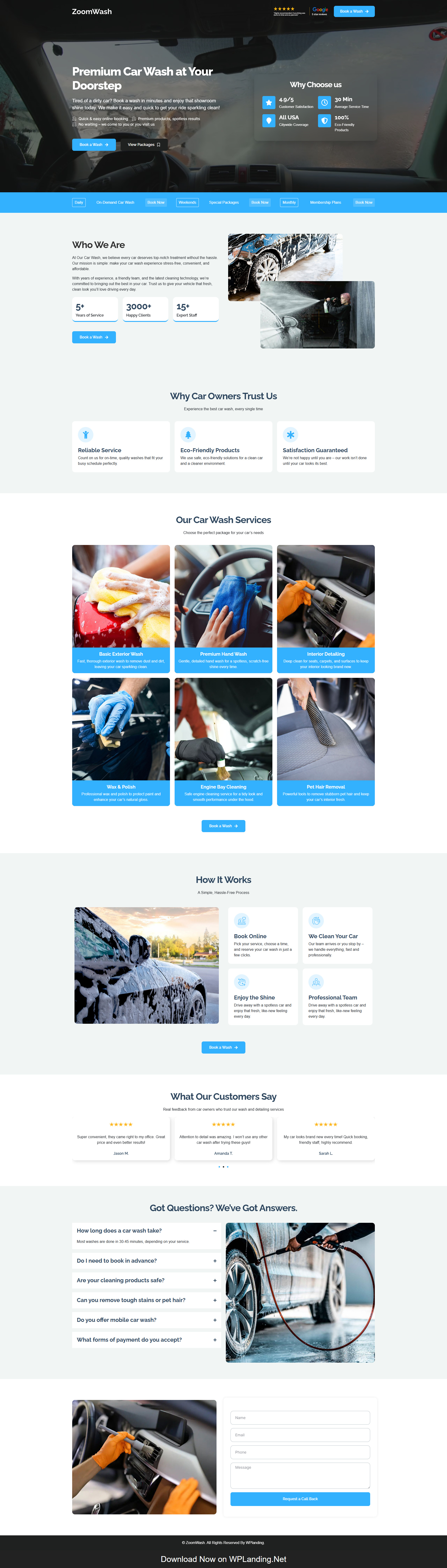 ZoomWash – Car Wash Landing Page car wash car wash landing page car wash website car washing carwash website