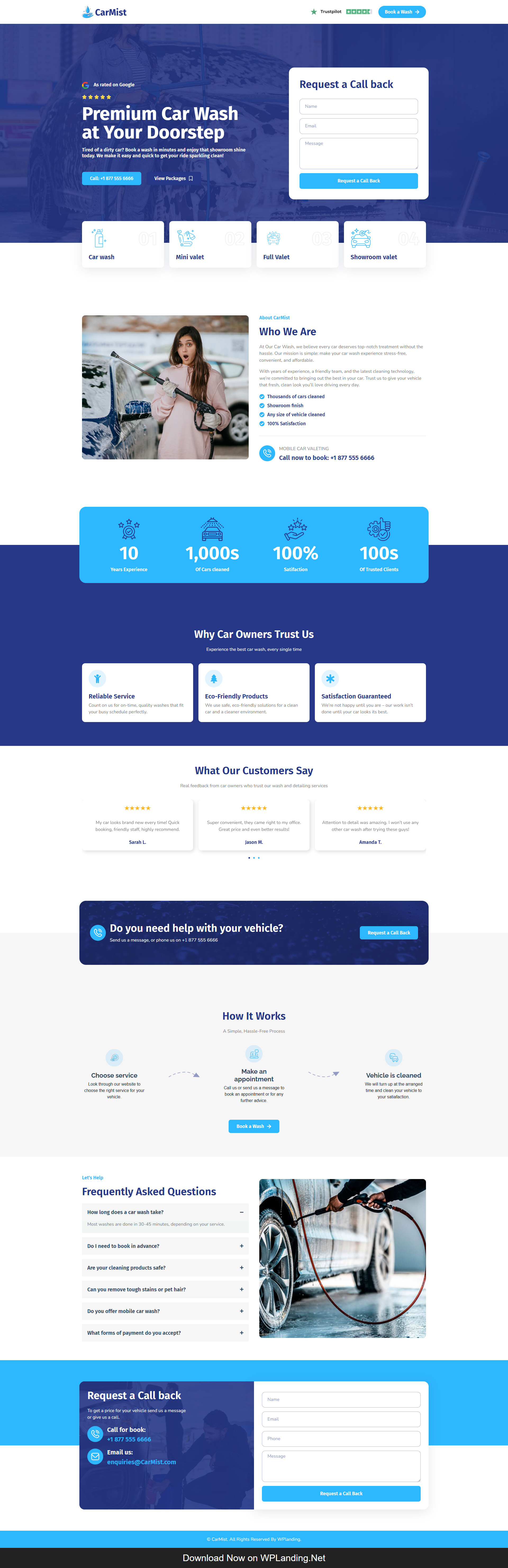 CarMist – Car Wash Landing Page car wash car wash landing page car wash website car washing carwash website