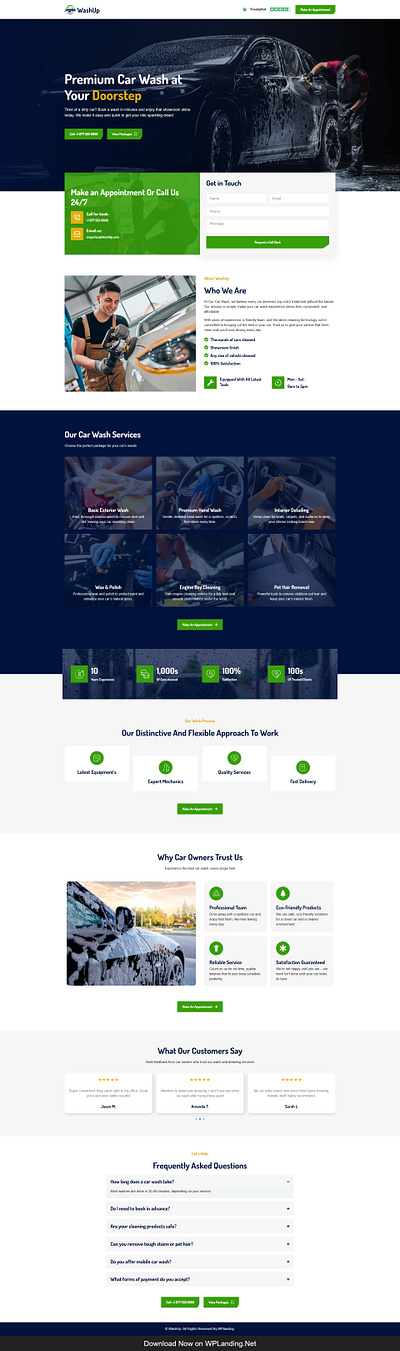 WashUp – Car Wash Landing Page car wash car wash landing page car wash website car washing carwash website
