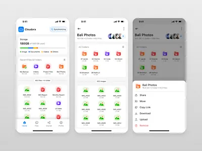 Cloudora - Cloud storage app design app design cloud cloud storage design file folder google drive mobile app design storage ui uiux