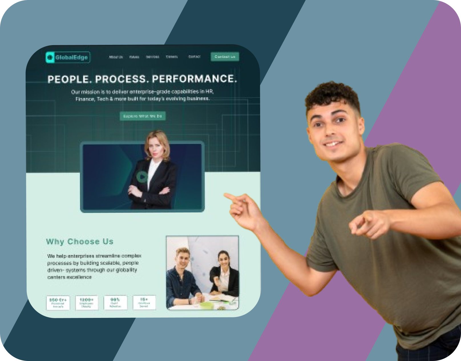 GlobalEdge – Corporate Landing Page UI Design for HR, Tech & Bus businesswebsite corporateui figmadesign landingpagedesign professionaldesign responsivedesign uxui webdesign websiteredesign