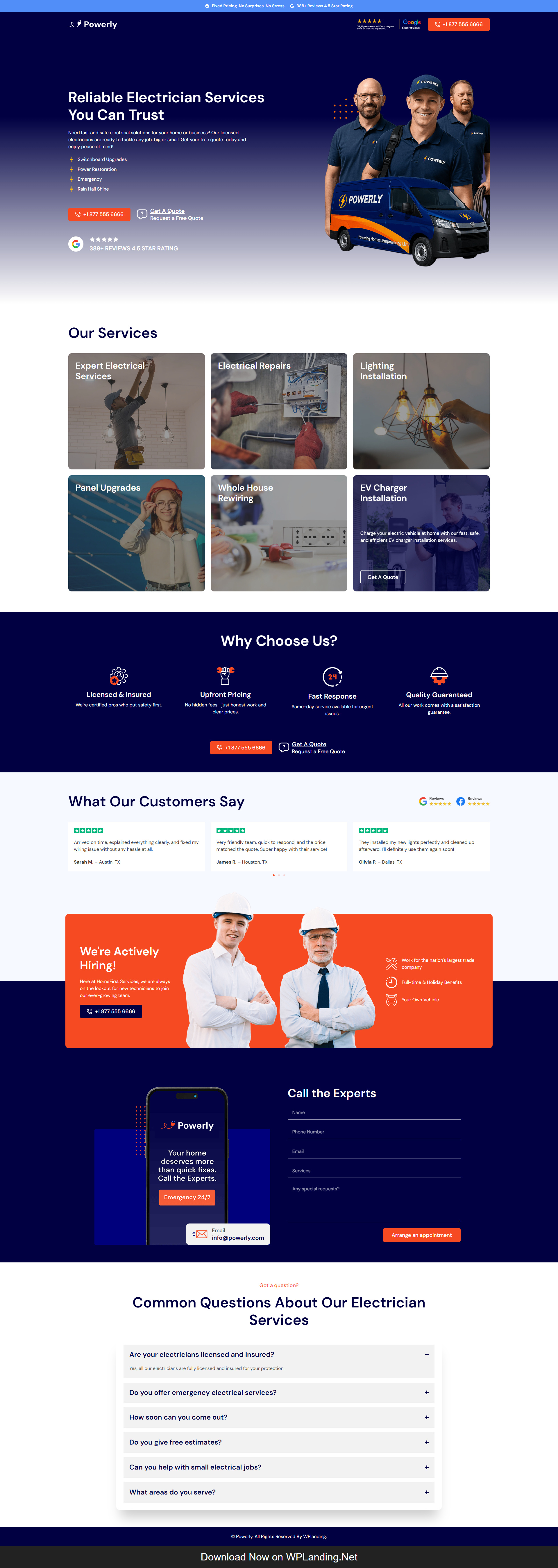 Powerly – Electrician Landing Page electrical services electrician electrician website online electrician