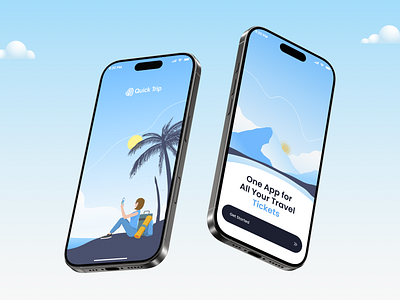 Onboarding Screen – Ticket Finding Mobile App UI Design app app design app onboarding booking app event booking app ios mobile mobile app onboarding splashscreen ticket booking app ticket finder travel app welcome screen