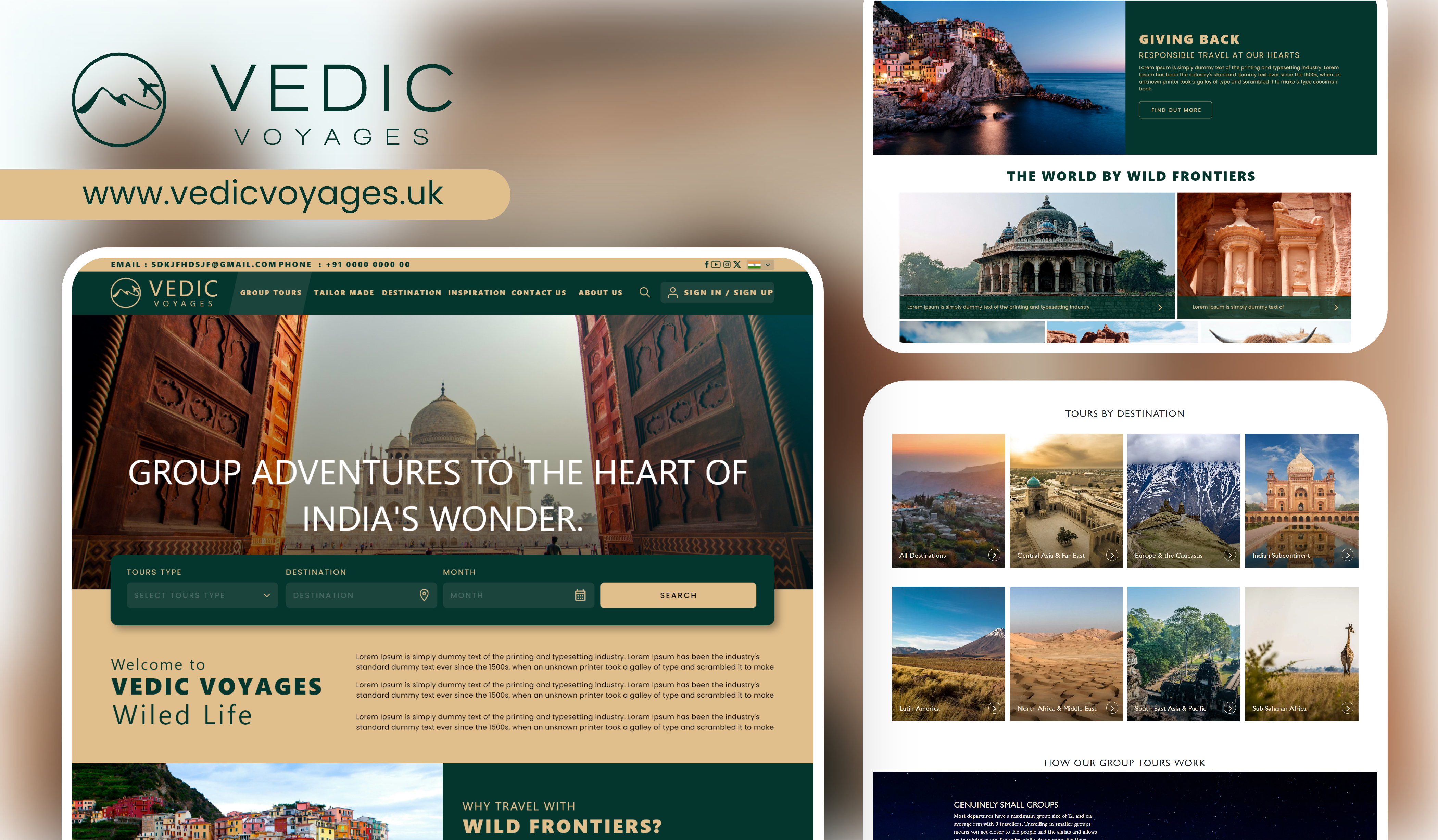 Vedic Voyages – Tours and Travel Website UI Design app branding design graphic design illustration logo motion graphics ui ux vector