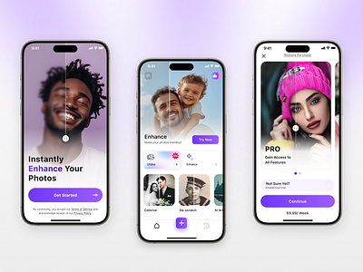 Photo Enhancer iOS App graphic design ui