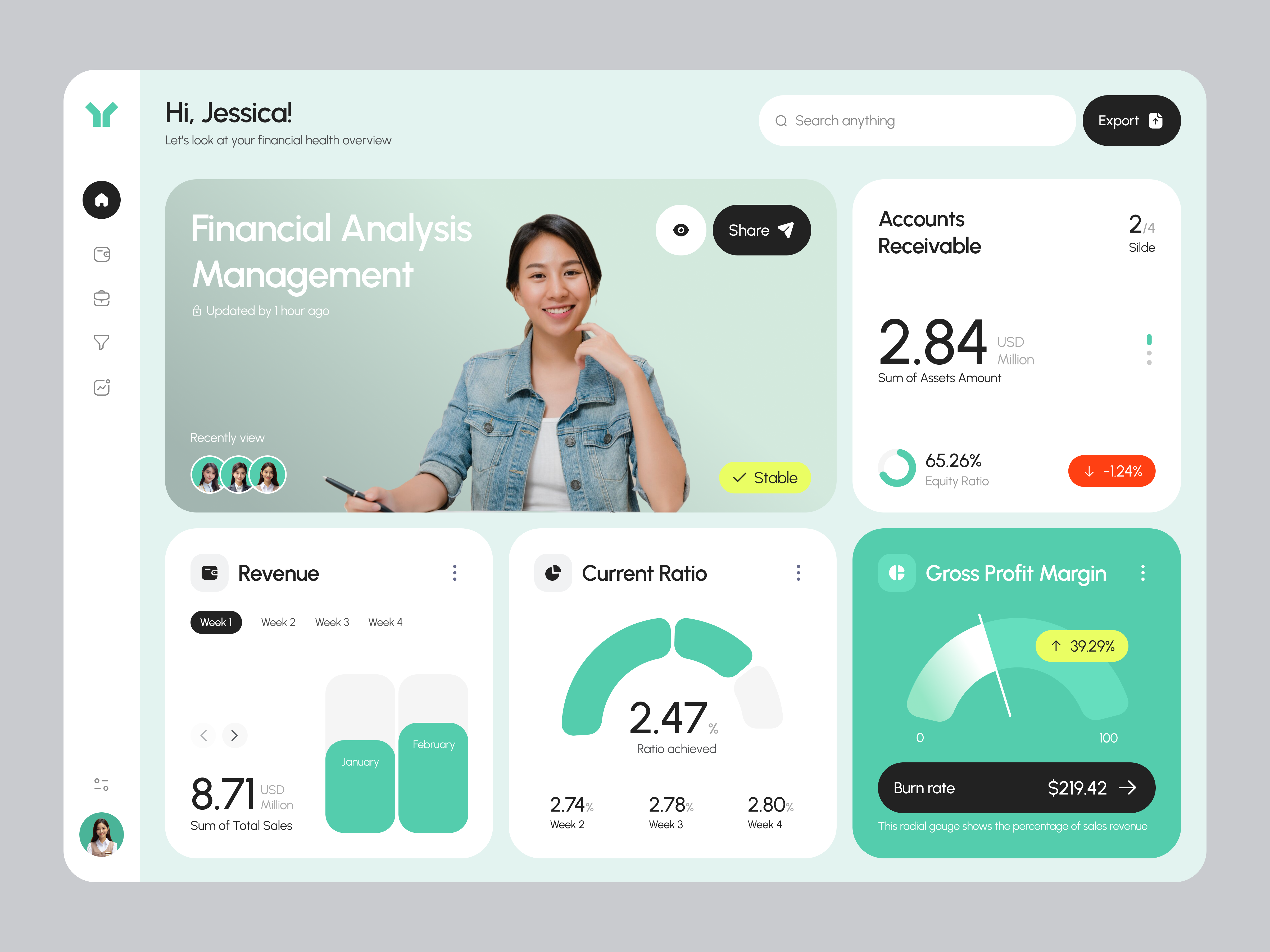 Example of Delibix - Financial Health Dashboard UI