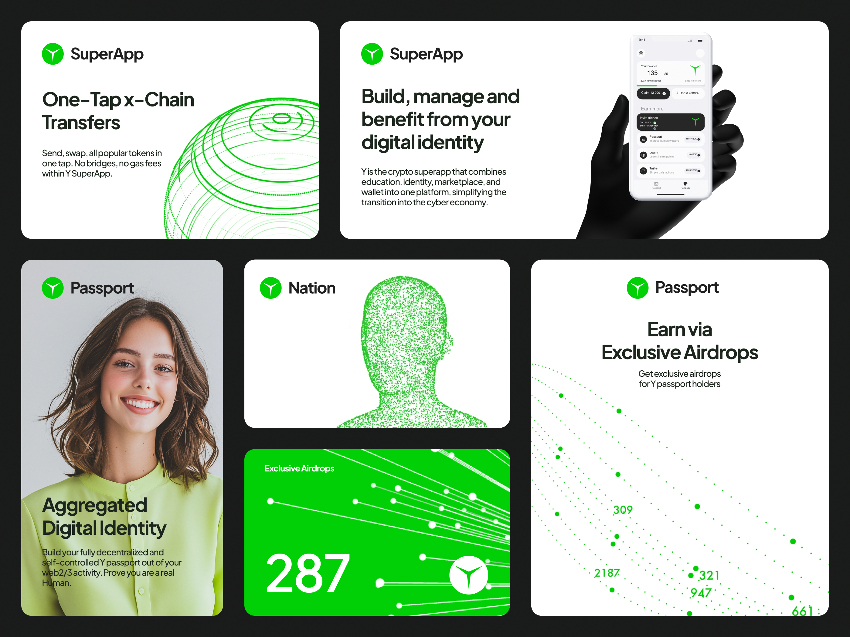 Y Passport Brand Identity airdrops branding crypto digital identity fintech design growth design identity design motion uidesign ux design web3