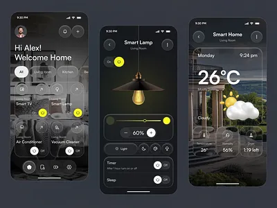 Smart Home Mobile App UI – Control Your Home Effortlessly app app design glass effect home automation home control app home tech ios iot app liquid glass mobile mobile app smart home smart home app smart living app