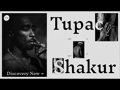 Hero Section - Tupac art directed branding design editorial design graphic design hero section hiphop illustration music tupac ui user interface web design