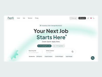 Awork.ge Homepage Redesign – Clarity, Action, Trust awork branding casestudy clean hero job jobsearch landing redesign ui ux website