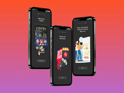 UI Challenge Day 21 Onboarding Process day21 figmadesign mobileonboarding movieticketapp onboardingscreens onboardingui ticketbooking uichallenge uidesign uxdesign