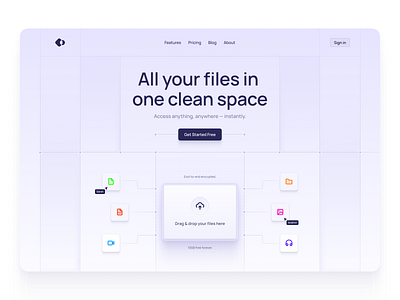 File management landing cloud documents files hero pdf ui uiux upload uploading web design