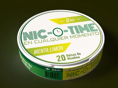 "Nic-o-time" Nicotine Pouches 3d art 3d modeling 3d visualization adobe illustrator adobe photoshop caffeine pouches chewing tobacco energy pouches illustration logo logo design nicotine pouches nootropic pouches packaging packaging and labeling project from scratch tobacco tobacco free vape