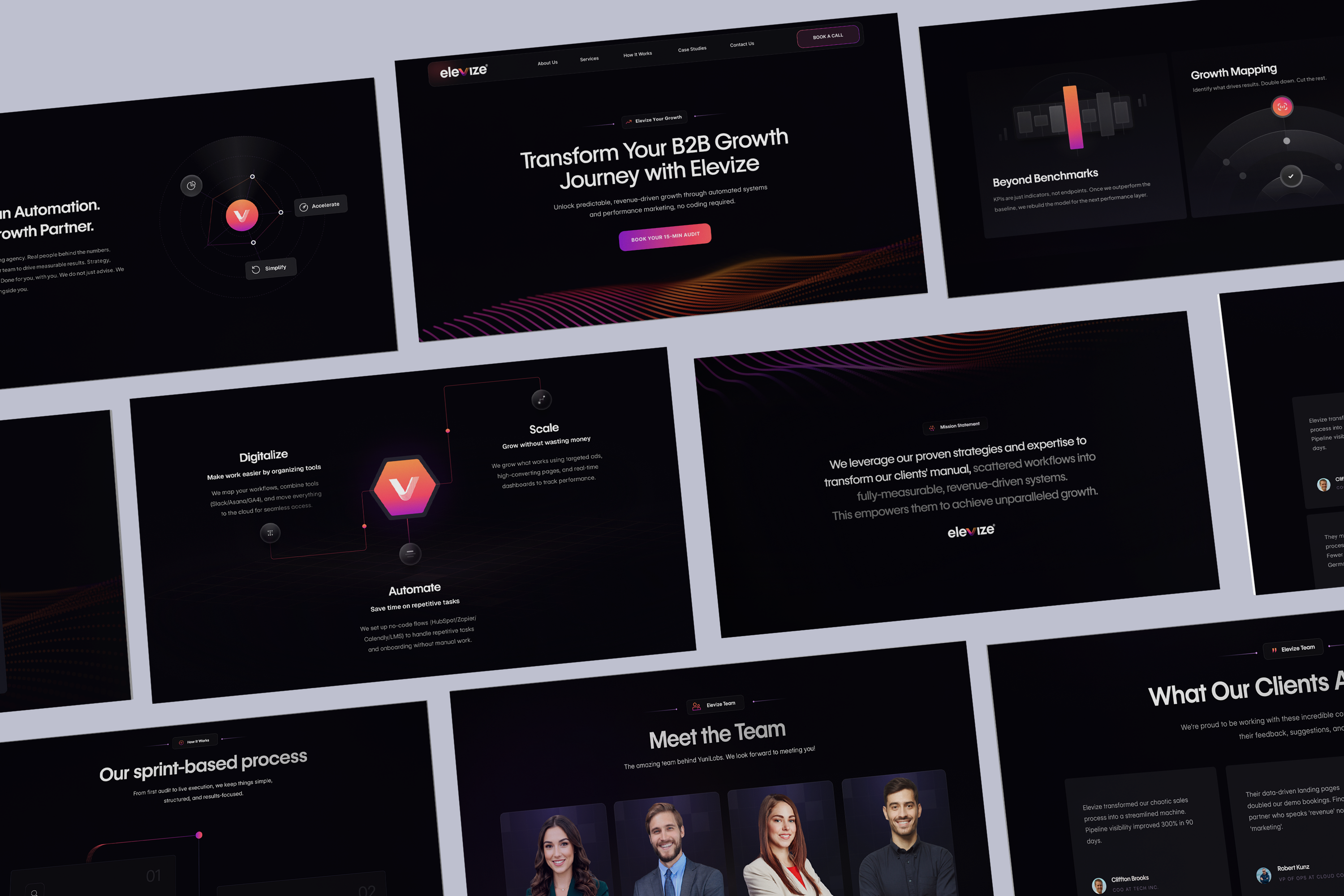 B2B Growth & Marketing Website Design b2b landing page b2b marketing b2b website design business growth framer growth marketing illustration responsive saas landing page startup website uiuxdesign web design webflow