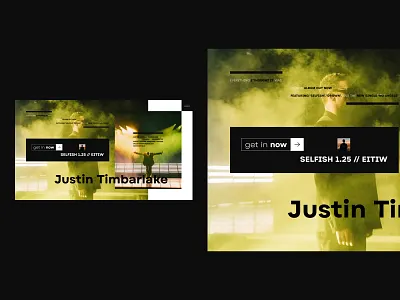 Hero Section - Justin Timbarlake art directed branding design editorial design graphic design hero section hiphop illustration justin timbarlake music pop ui user interface web design