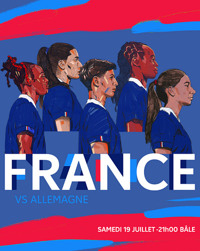 France Woman Team - Euro 26 character football football illustration france france woman france woman football illustrated football illustration illustrator people portrait portrait illustration woman football woman soccer