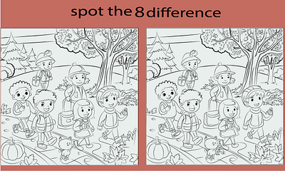 Spot the Difference Puzzle - Black & White activity book black and white dribbbleportfolio gems graphic design illustration line art spot the difference