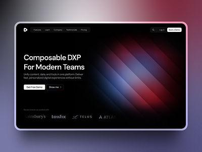SaaS Landing Page UI for Composable DXP Platform darkmodeui dashboardui dxp enterprisedesign herosection landingpagedesign