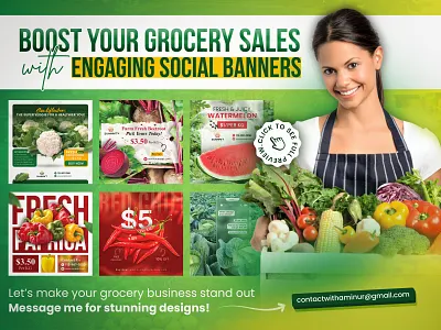 Grocery Store Social Media Banner | Fresh Market Promo Design ads design banner ad branding farmers market ad food marketing banner fresh food promo design fruit vegetable poster graphic design grocery instagram post grocery sales graphic grocery social media banner market facebook banner marketing ad organic shop promotion social media banner supermarket social media design