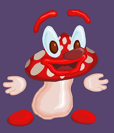 Little Mushroom Friend adobe photoshop cartoon character design cute digital art fantasy character illustration krita mushroom