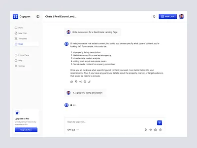 AI Copywriting Tool Chat Details ai tool chat chat screen copywriting dashboard design saas saas design ui ui chat ui design uiux web web app web design web ui website writing tool