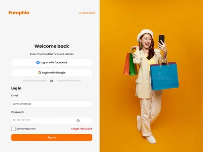 Sign Up & Log In Page.E commerce page e commerce figma landingpage prototype responsive design sign in signup ui ux resourcher web designer