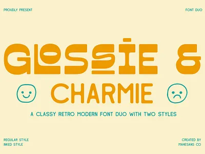 Glossie & Charmie - Font Duo branding classy font design font illustration logo logo design logotype retro font sans serif type type design typeface typography
