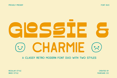 Glossie & Charmie - Font Duo branding classy font design font illustration logo logo design logotype retro font sans serif type type design typeface typography
