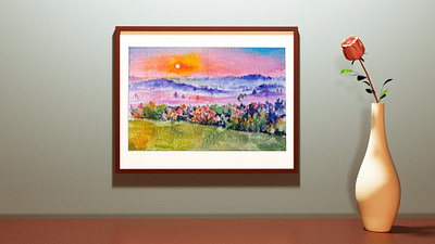 Original Watercolor Ukrainian Paintings, Rural Nature, River art hand painted handmade paint painting ukraine watercolor