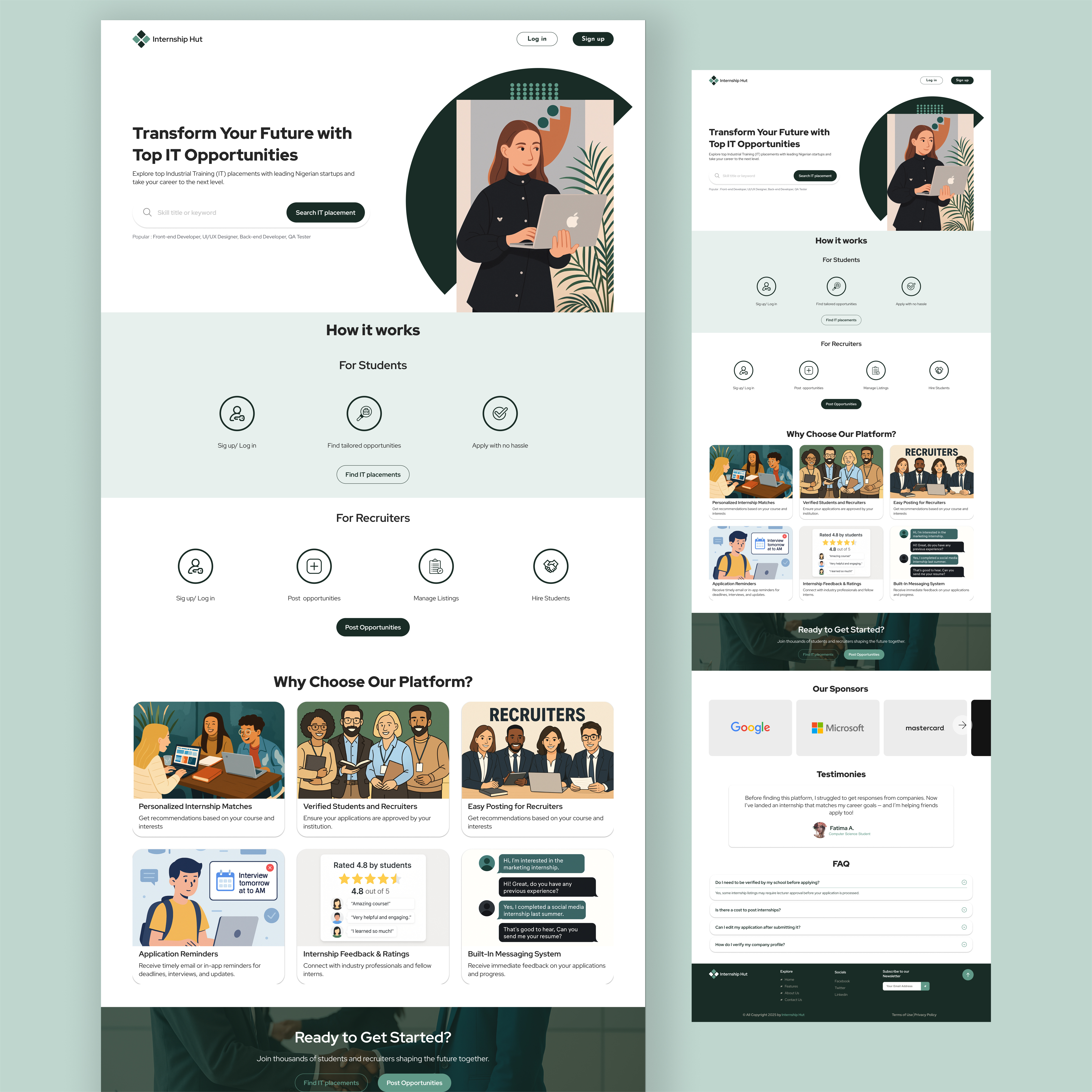 INTERNSHIP HUT - Landing Page challenge figma internship landing page product design ui ui design uiux web design website