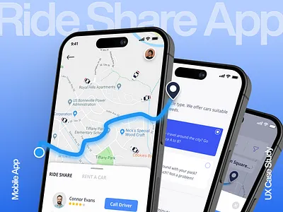Ride Share App | UX Case Study app car app car rental case study design freebie google map ios app location lyft mobile app product design ride share uber ui ui design ux ux case study ux design