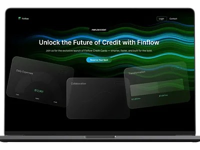 FinFlow Website Design dark mode ui design fintech glassmorphism landing page ui