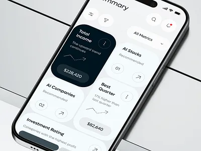 UX/UI Design - AI Financial Management App ai analyzing animation app crm finance finances fintech income management metrics mobile product rating saas statistics stats summary ui ux