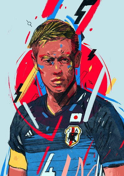 Keisuke Honda character football football japan football legend football portrait footballer illustrated football illustration illustrator japan japan football keisuke honda people portrait portrait illustration procreate soccer