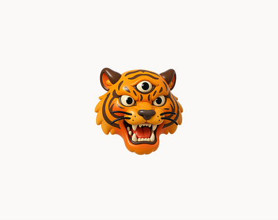 Three Eyed Tiger 3d 3d animal 3d model animal blender branding design illustration layout model three eyed tiger tiger