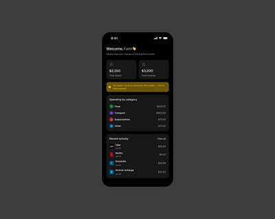 Personal finance tracker Mobile app app bank daily ui design finance fintech mobile personal ui