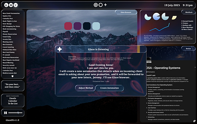 GlazeOS - Light & Dark ai aiagent branding dailyui darkmode design glass lightmode liquidglass operatingsystem os ui ux