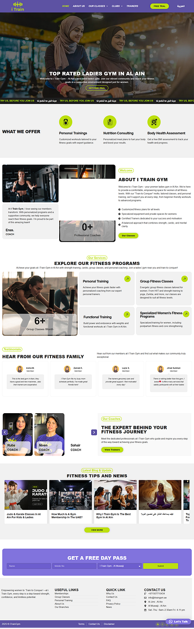 GYM & Fitness Website Design For I Train design graphic design illustration
