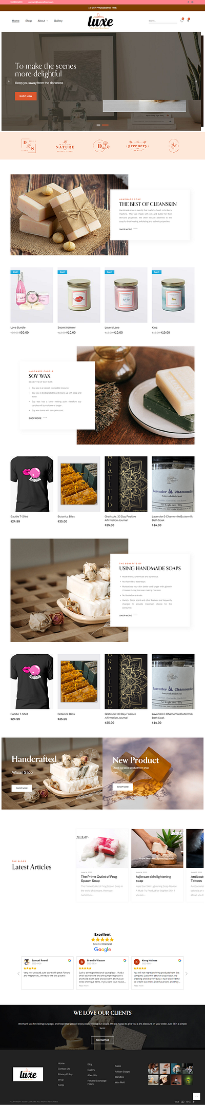 Hand Made Home Product- LuxeCrafts Website Design Service